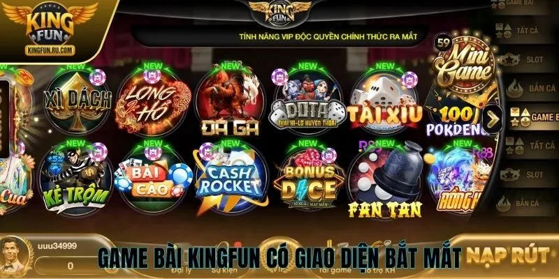 Game bài KINGFUN có giao diện bắt mắt